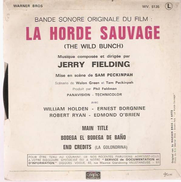 Jerry Fielding : La Horde Sauvage (The Wild Bunch) (7", EP)