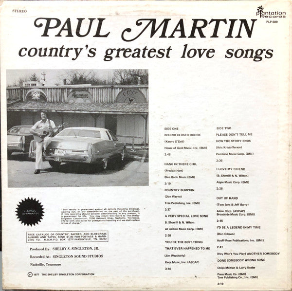 Paul Martin (8) : Country's Greatest Love Songs (LP, Album)