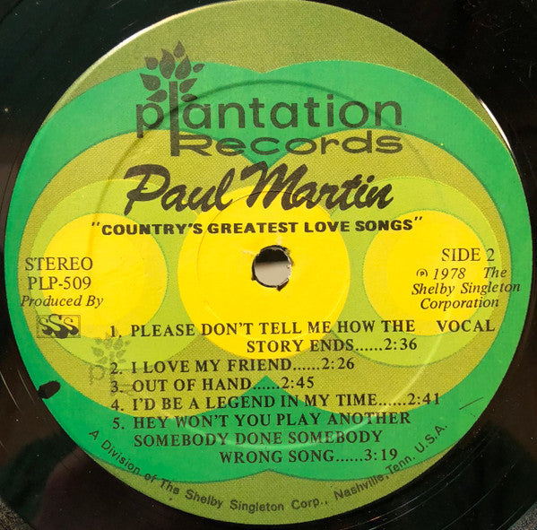 Paul Martin (8) : Country's Greatest Love Songs (LP, Album)