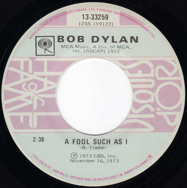 Bob Dylan : Knockin' On Heaven's Door / A Fool Such As I (7", Single, RE)