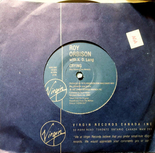 Roy Orbison With K. D. Lang* : Crying (7", Single)