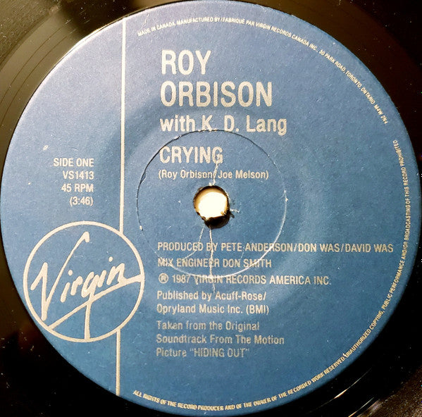 Roy Orbison With K. D. Lang* : Crying (7", Single)