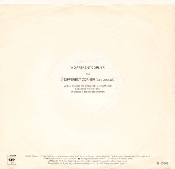 George Michael : A Different Corner (7", Single)