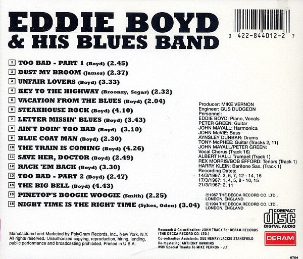 Eddie Boyd And His Blues Band : Eddie Boyd And His Blues Band (CD, Album, RM)