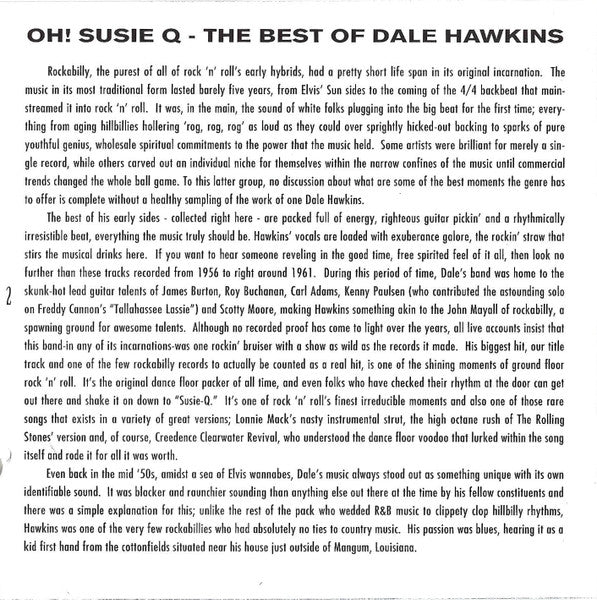 Dale Hawkins : Oh! Suzy-Q - The Best Of Dale Hawkins (CD, Comp, RM)