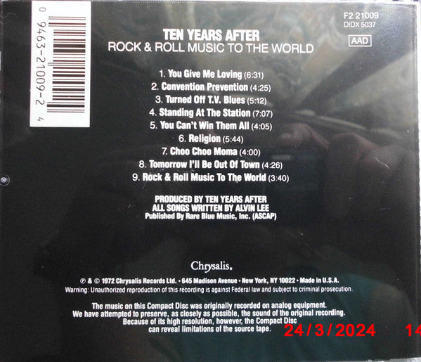Ten Years After : Rock & Roll Music To The World (CD, Album, RE)