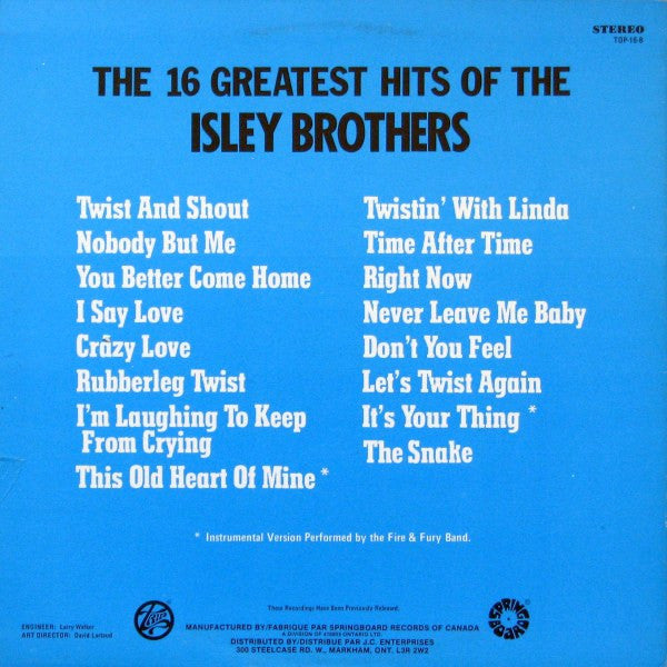 The Isley Brothers : The 16 Greatest Hits Of The Isley Brothers (LP, Comp)
