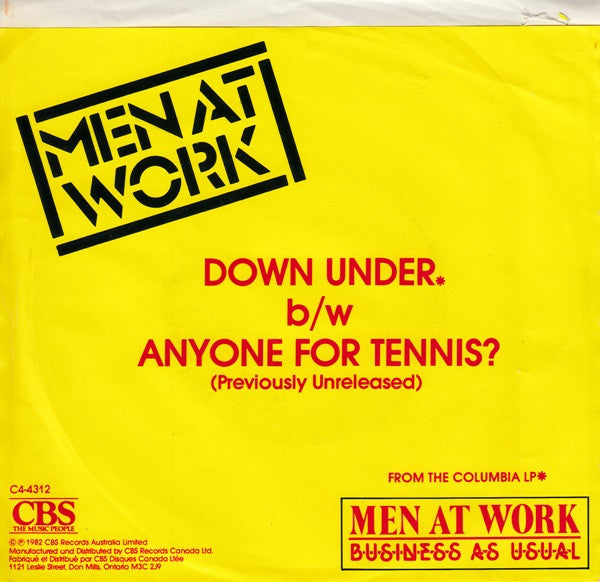 Men At Work : Down Under (7", Single, Ltd, Gol)