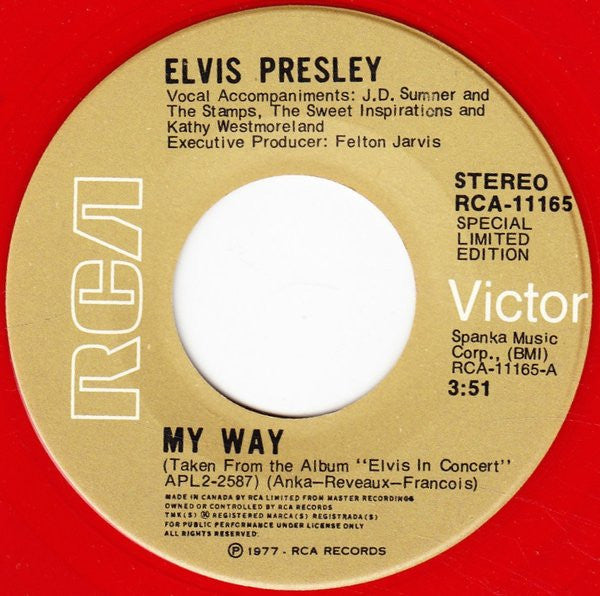 Elvis Presley : My Way (7", Single, Ltd, Red)