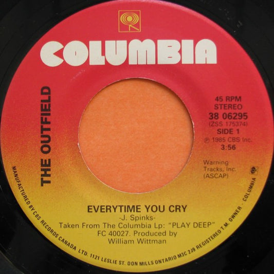 The Outfield : Everytime You Cry (7", Single)