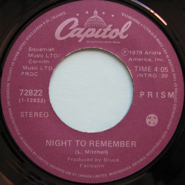 Prism (7) : Night To Remember / N-N-N-No! (7", Single)