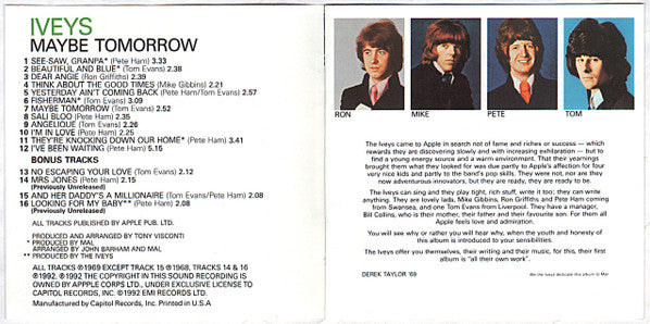 The Iveys : Maybe Tomorrow (CD, Album, Mono, RE, RM)