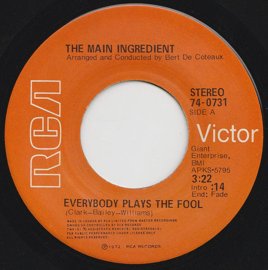 The Main Ingredient : Everybody Plays The Fool (7", Single)