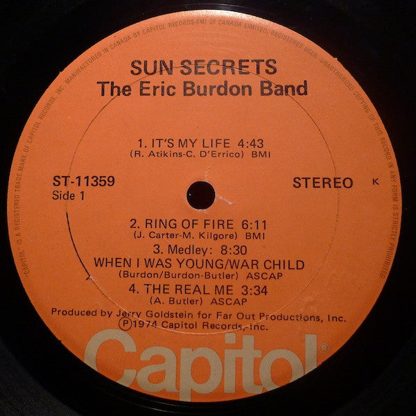 The Eric Burdon Band* : Sun Secrets (LP, Album)