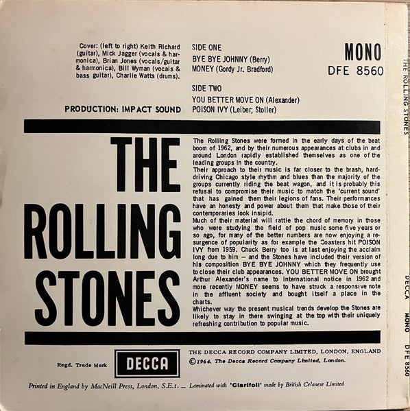 The Rolling Stones : The Rolling Stones (7", EP, Mono, RP)