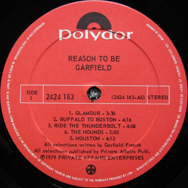 Garfield (11) : Reason To Be (LP, Album)