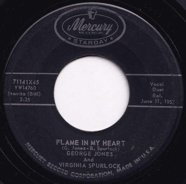 George Jones (2) And Virginia Spurlock : Flame In My Heart / No, No, Never (7", Single)
