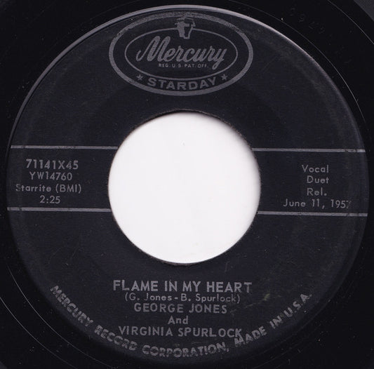 George Jones (2) And Virginia Spurlock : Flame In My Heart / No, No, Never (7", Single)