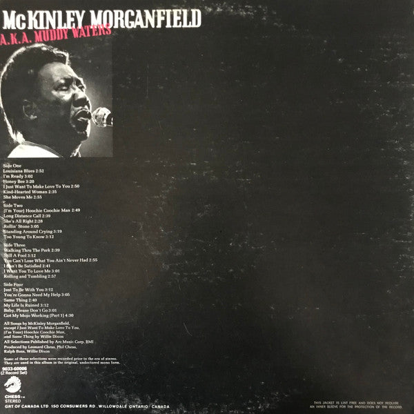 Muddy Waters : McKinley Morganfield A.K.A. Muddy Waters (2xLP, Album, Comp, Mono)