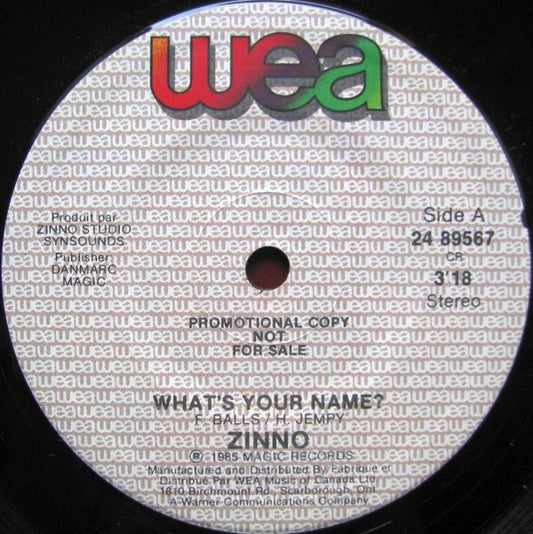 Zinno : What's Your Name? (7", Promo)