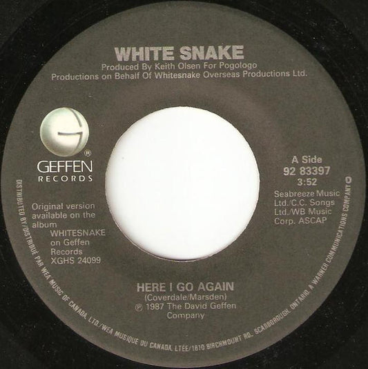 Whitesnake : Here I Go Again (7", Single)