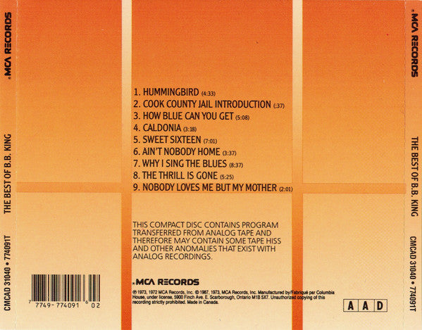 B.B. King : The Best Of B.B. King (CD, Comp, Club, CRC)