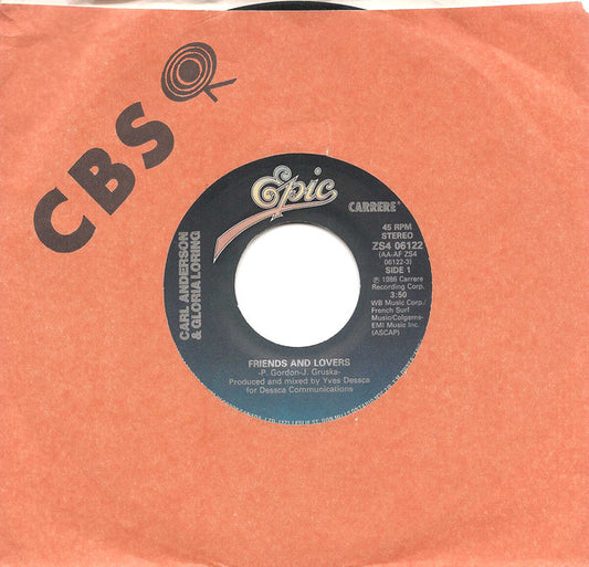 Carl Anderson & Gloria Loring : Friends And Lovers (7")