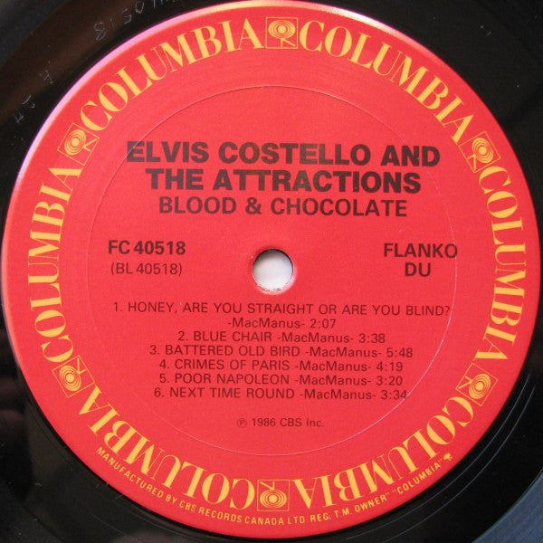 Elvis Costello And The Attractions* : Blood & Chocolate (LP, Album)