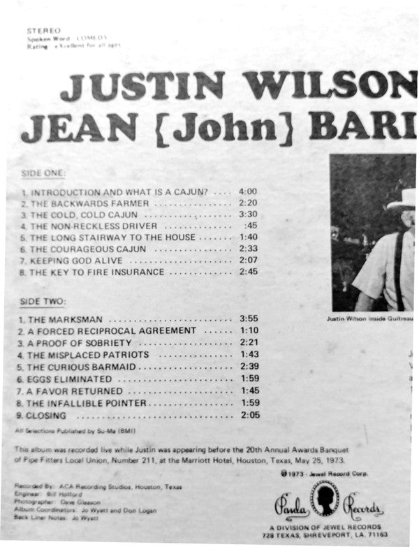 Justin Wilson : Justin Wilson Meets Jean (John) Barleycorn (LP, Album)