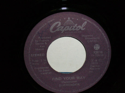 Surrender (3) : Find Your Way (7", Single)