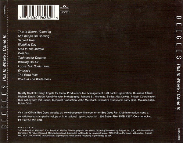 Bee Gees : This Is Where I Came In (HDCD, Album, Enh)