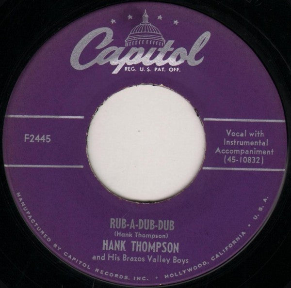 Hank Thompson And His Brazos Valley Boys : Rub-A-Dub-Dub (7", Single)