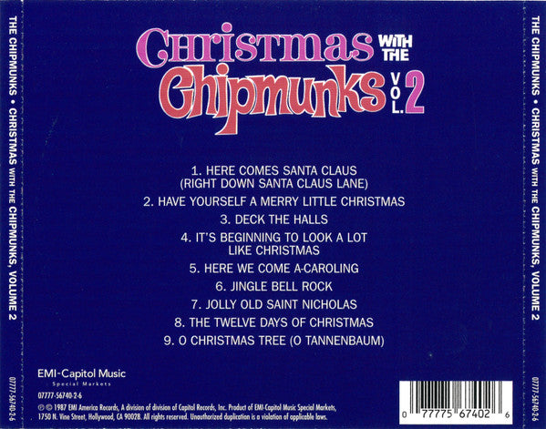The Chipmunks With David Seville : Christmas With The Chipmunks Vol. 2 (CD, Album, Comp, RE, DID)