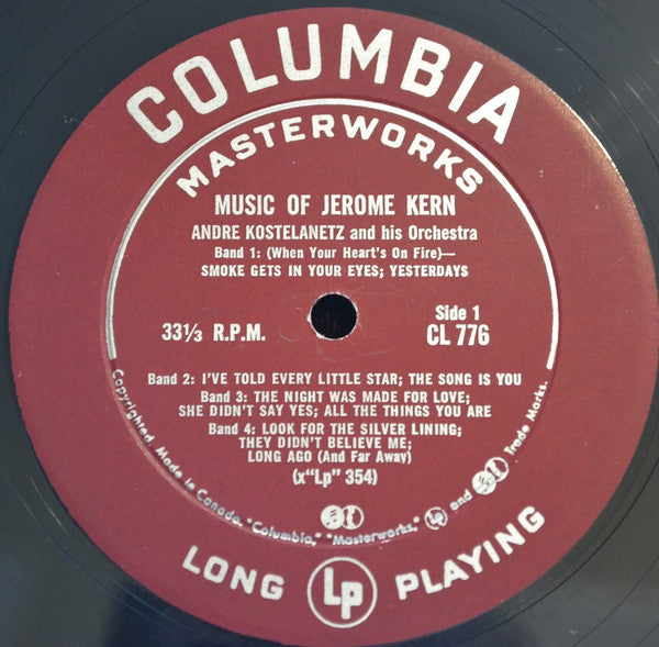 Jerome Kern : André Kostelanetz And His Orchestra : Music Of Jerome Kern (LP, Album, Mono)