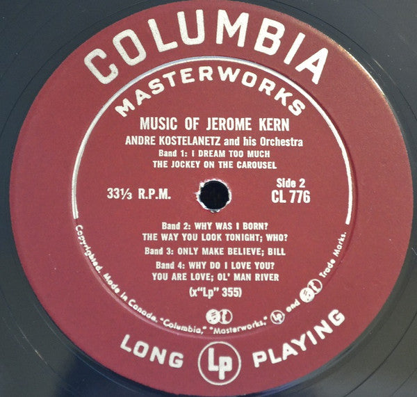 Jerome Kern : André Kostelanetz And His Orchestra : Music Of Jerome Kern (LP, Album, Mono)