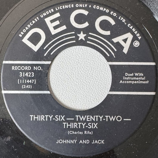 Johnnie And Jack : Thirty Six-Twenty Two-Thirty Six / What Do You Think Of Her Now (7")