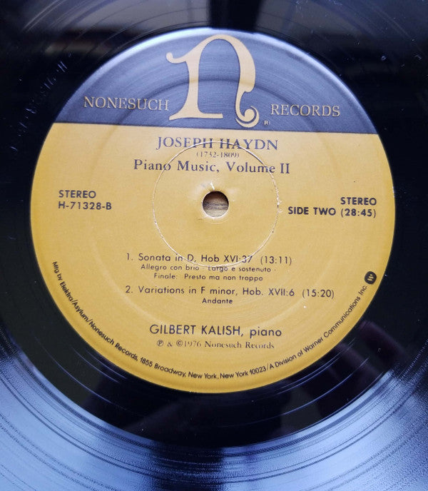 Joseph Haydn - Gilbert Kalish : Piano Music, Volume II (Sonatas, Hob. XVI: Nos. 19, 44, 37 / Variations In F Minor, Hob. XVII:6) (LP)
