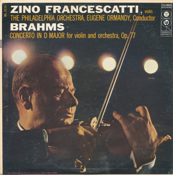 Johannes Brahms / Zino Francescatti, The Philadelphia Orchestra, Eugene Ormandy : Concerto In D Major For Violin And Orchestra, Op. 77 (LP)