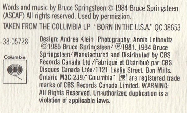 Bruce Springsteen : My Hometown (7", Single)