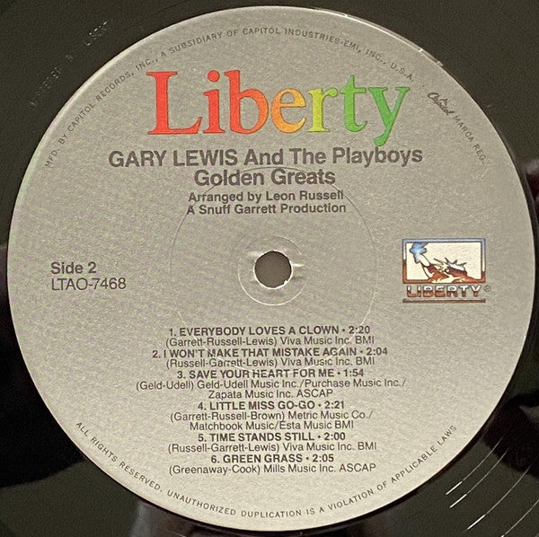 Gary Lewis & The Playboys :  Golden Greats (LP, Album, Comp, Win)
