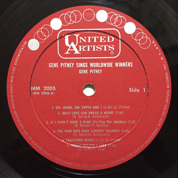 Gene Pitney : Sings World-Wide Winners (LP, Album, Mono)