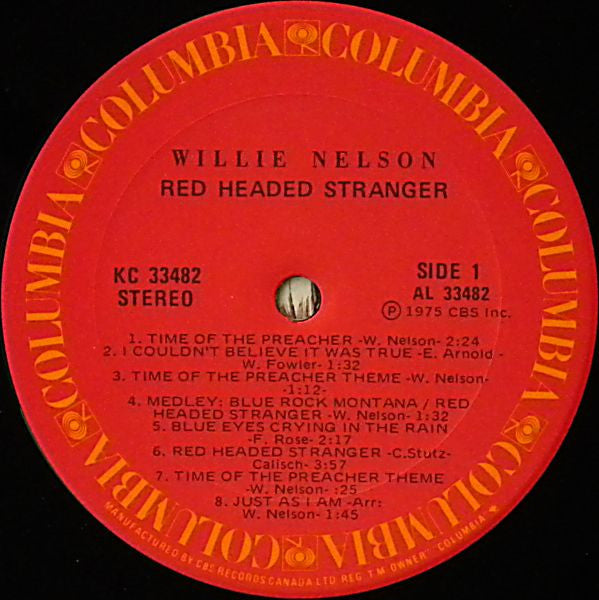 Willie Nelson : Red Headed Stranger (LP, Album, RE)