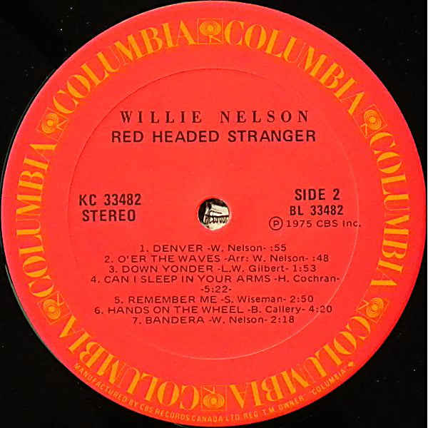 Willie Nelson : Red Headed Stranger (LP, Album, RE)