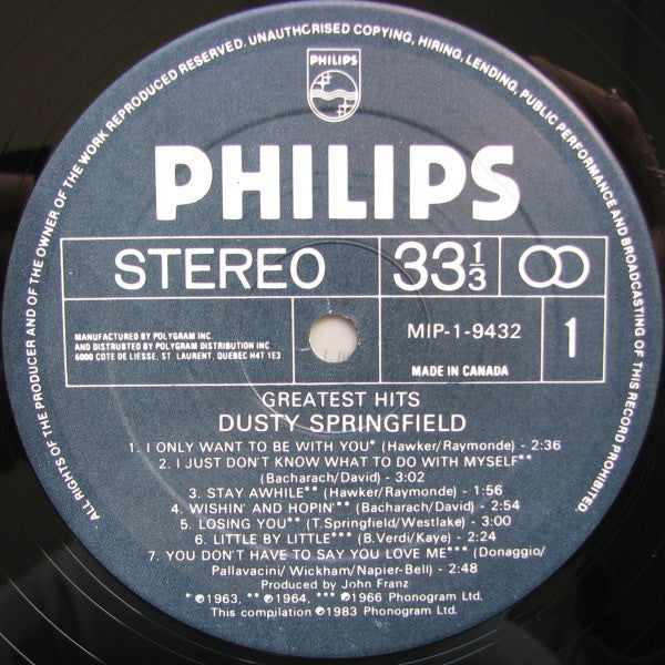 Dusty Springfield : Greatest Hits (LP, Comp, RE)
