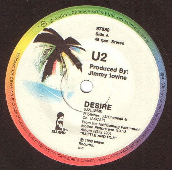 U2 : Desire (7", Single)