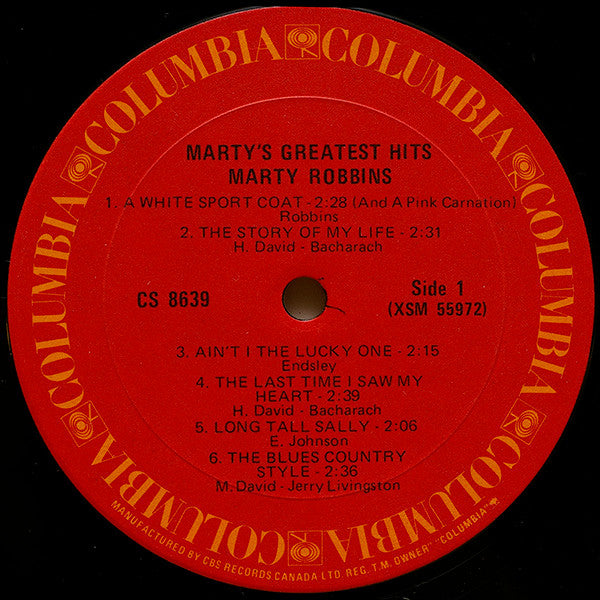 Marty Robbins : Marty's Greatest Hits (LP, Comp, RE)