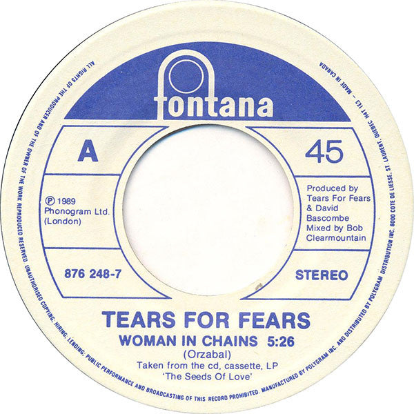 Tears For Fears : Woman In Chains (7")