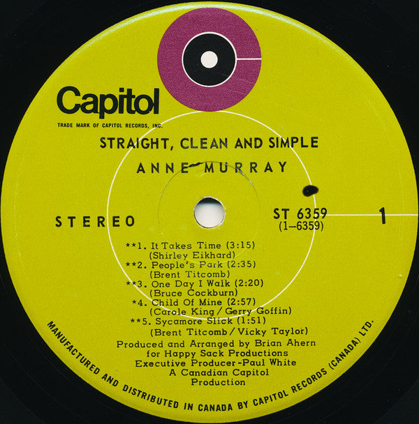 Anne Murray : Straight, Clean And Simple (LP, Album)
