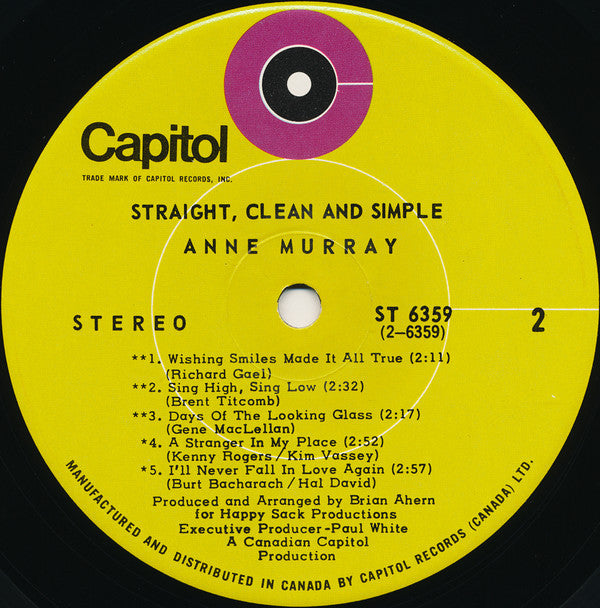 Anne Murray : Straight, Clean And Simple (LP, Album)