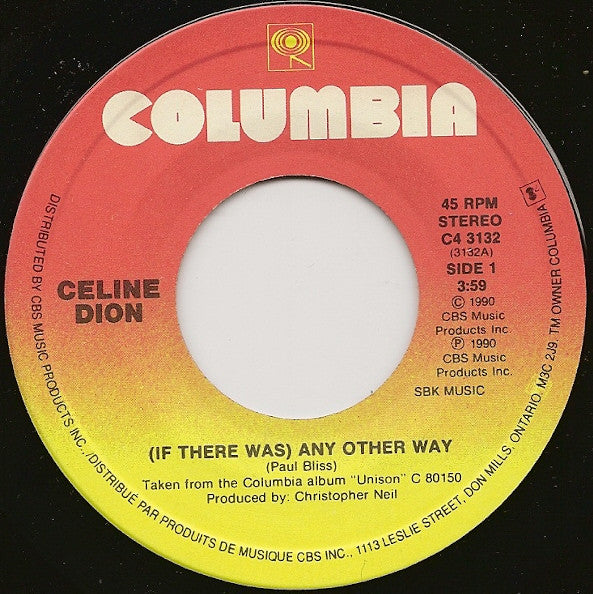 Céline Dion : (If There Was) Any Other Way (7")